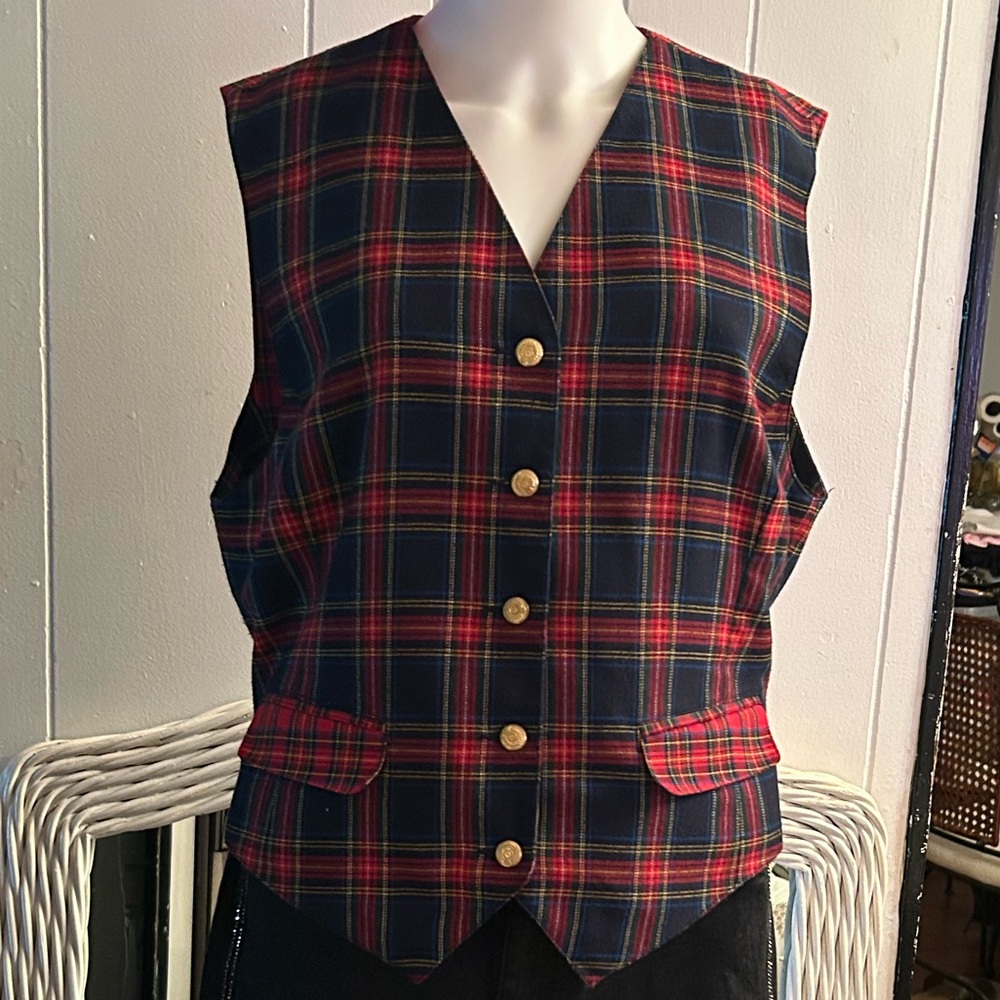 Plaid Button-Up Vest